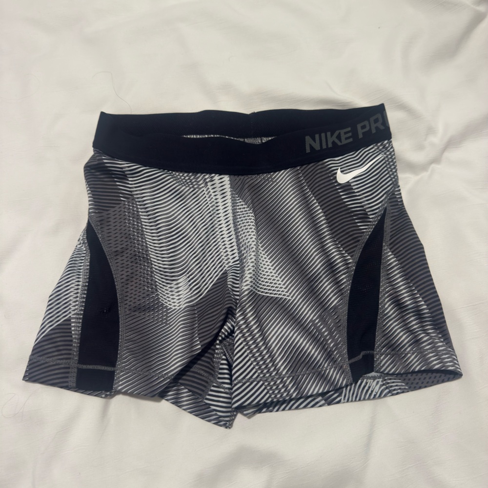 Nike Pro Striped Black and Gray Shorts